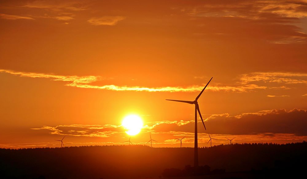 wind turbine at sunset